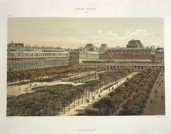 France, Paris, view of the Royal Palace in 1880, engraving