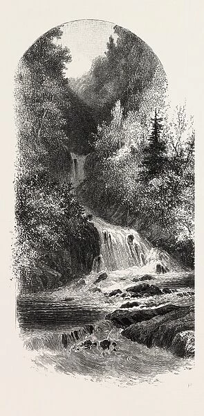 French Canadian Life, Little Shawenegan, Canada, Nineteenth Century Engraving