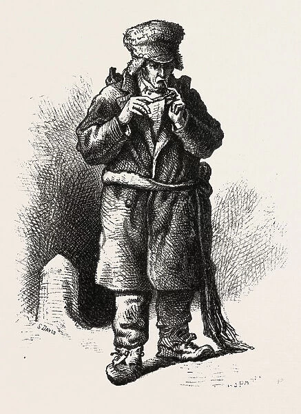 French Canadian Life, an Old Habitant, Canada, Nineteenth Century Engraving