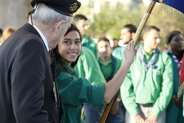 French Muslim scouts and war veteran at the Arch of Triumph