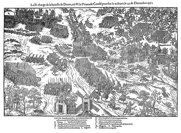 French Religious Wars 1562-1598. Second charge at the battle of Dreux, 19 December 1562