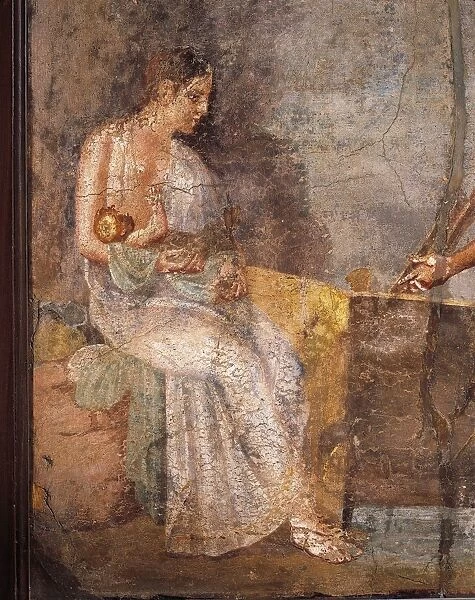 Fresco depicting mother nursing her baby, from Pompei, Italy
