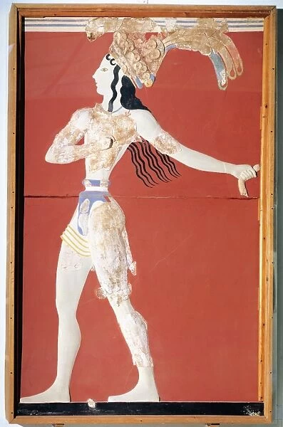 Fresco known as Prince of Lilies, from Palace of Knossos, Crete, Greece