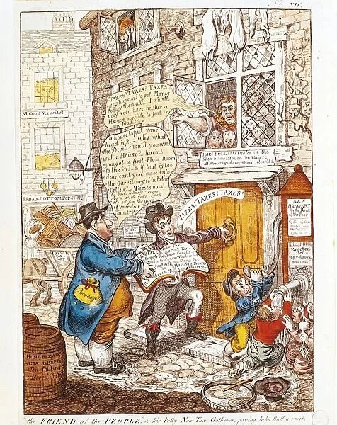 The friends of the people and his Petty-New-Tax-Gatherer, paying John Bull a visit, Caricature by James Gillray