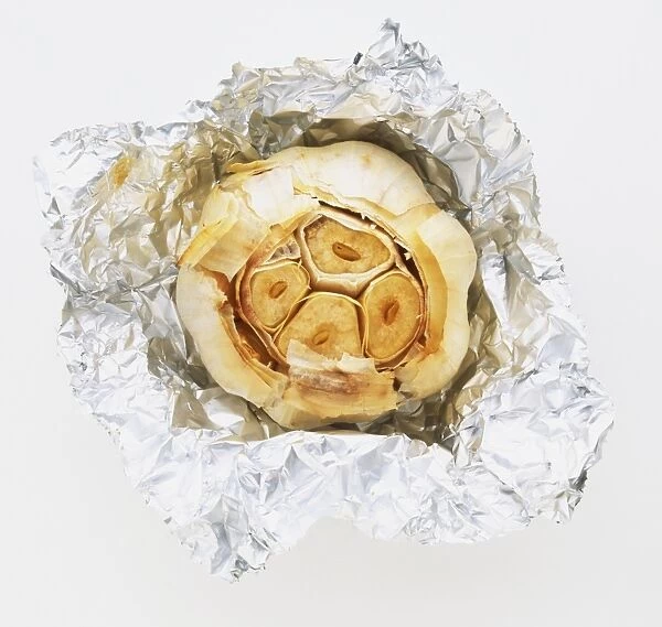 Garlic bulb roasted in foil