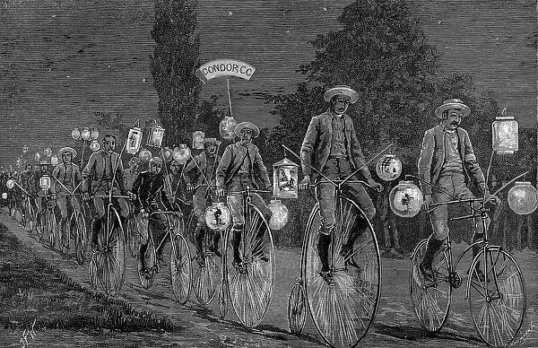 Gathering of the UK cycling clubs at Castle Inn, Woodford, Essex, 1 June 1889. After