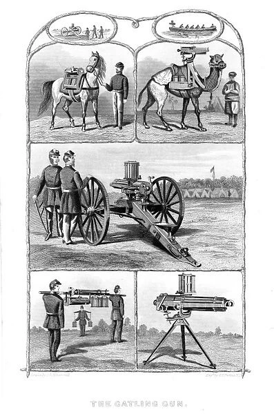 Gatling rapid fire gun (1861-1862): various models. From The Science Record New York, 1862