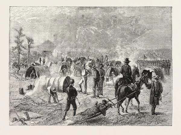 General Crooks Camp at Whitewood Creek: Bringing in a Wounded Soldier on a Travau