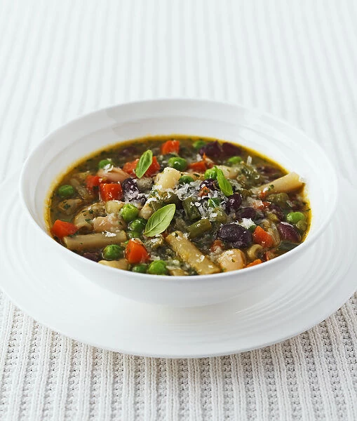 Genoese minestrone in bowl, close-up