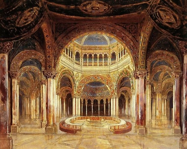 Germany, Bayreuth, Scenic design for Temple of the Holy Grail, first act of Parsifal by Richard Wagner