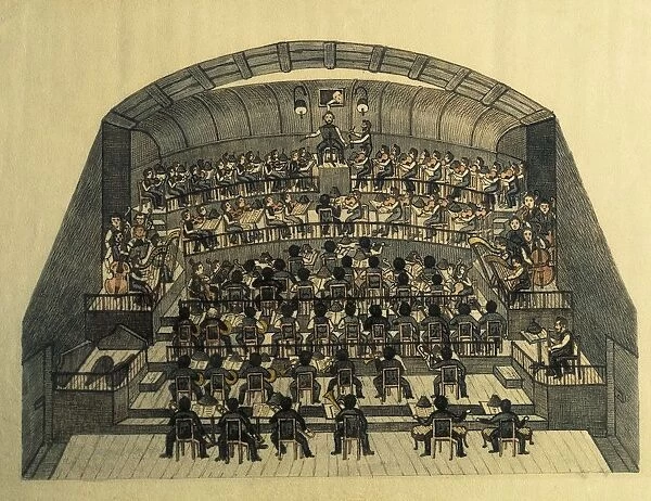 Germany, The orchestra at the Bayreuth Festpielhaus, 1882