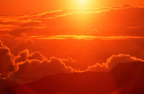 Golden sunrise from Mt. Haleakala Volcano, Hawaii