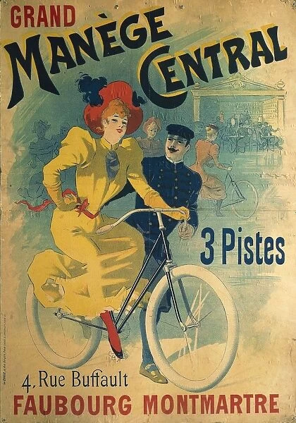Grand Manege Central, advertising poster for cycle track depicting woman on bicycle