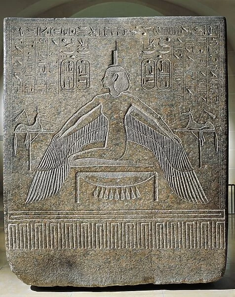 Granite sarcophagus of Ramses III, detail: Isis and the text of the Book of Gates From the Egypt, West Thebes, Valley of the Kings