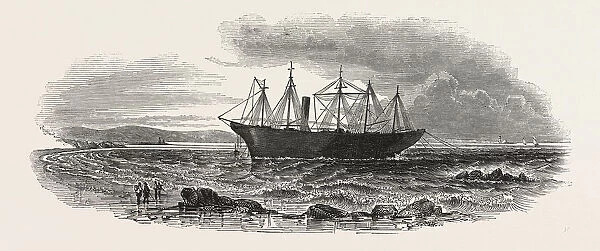 The great Britain Steamship At Midwater. St. Johns Point Lighthouse In The Distance