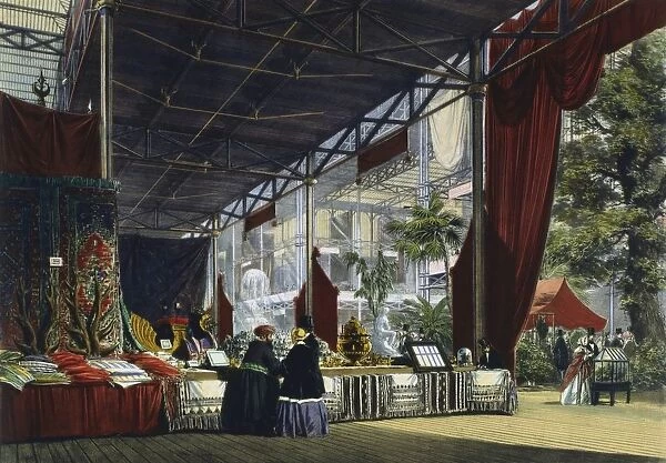 Great Exhibition, Hyde Park, London, 1851. Interior view of the Crystal Palace showing