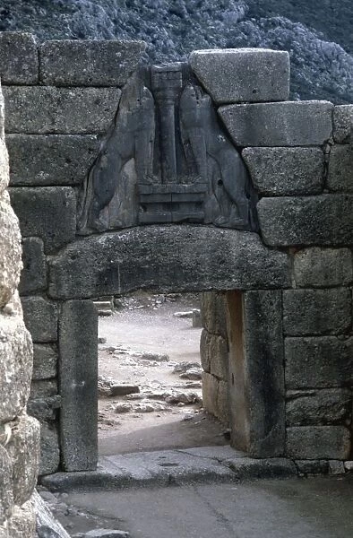 Greece, Mycenae, The Lion Gate at archaeological site
