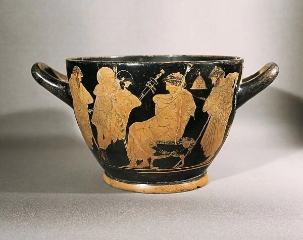 Greek civilization, Red-figure pottery, Attic skyphos signed by potter Hieron and attributed to Makron, side B with Embassy to Achilles