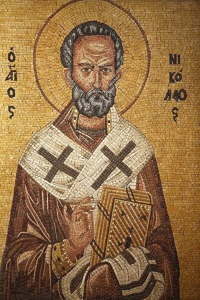 Greek orthodox icon depicting Saint Nicholas in St Georges orthodox church