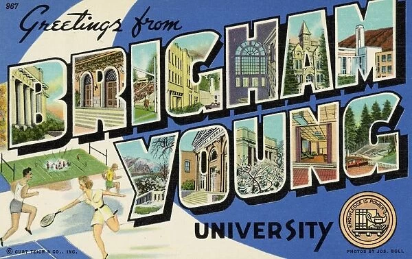 Greeting Card from Brigham Young University. ca. 1941, Salt Lake City, Utah, USA, Greeting Card from Brigham Young University
