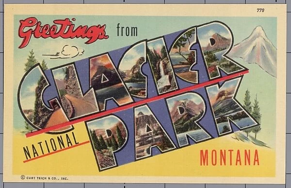 Greeting Card from Glacier National Park. ca. 1941, Glacier National Park, Montana, USA, Greeting Card from Glacier National Park