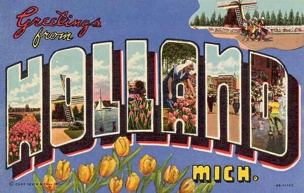 Greeting Card from Holland, Michigan. ca. 1944, Holland, Michigan, USA, Greeting Card from Holland, Michigan