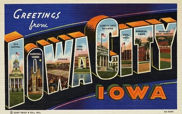 Greeting Card from Iowa City, Iowa. ca. 1939, Iowa City, Iowa, USA, Greeting Card from Iowa City, Iowa
