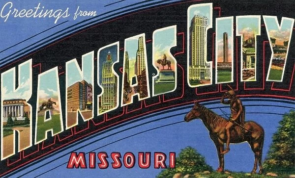 Greeting Card from Kansas City, Missouri. ca. 1941, Kansas City, Missouri, USA, Greeting Card from Kansas City, Missouri