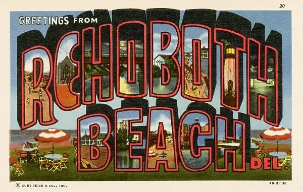 Greeting Card from Rehoboth Beach, Delaware. ca. 1944, Rehoboth Beach, Delaware, USA, Greeting Card from Rehoboth Beach, Delaware