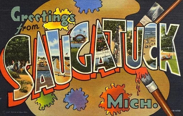 Greeting Card from Saugatuck, Michigan. ca. 1946, Saugatuck, Michigan, USA, Greeting Card from Saugatuck, Michigan