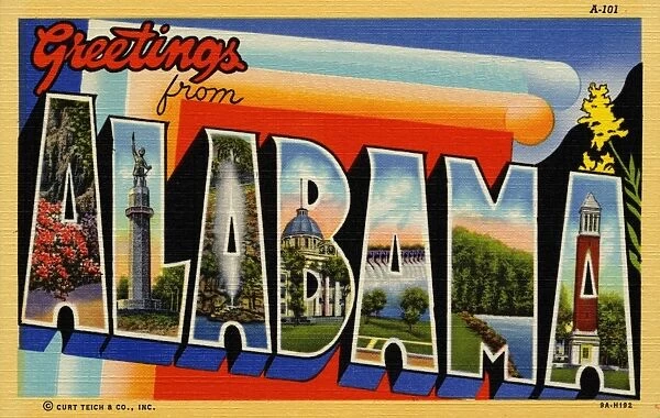 Greeting Card from Tuscaloosa, Alabama. ca. 1939, Tuscaloosa, Alabama, USA, Greeting Card from Tuscaloosa, Alabama