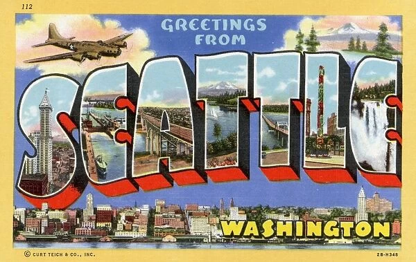 Greetings from Seattle, Washington Postcard. ca. 1942, Greetings from Seattle, Washington Postcard