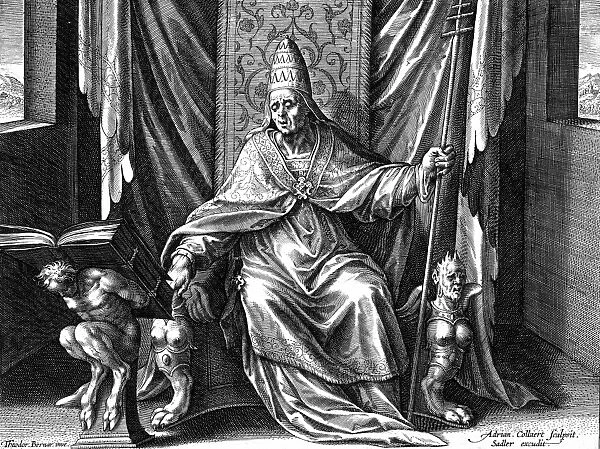 Gregory I, The Great (c540-604) Pope from 590. Copperplate engraving by Adrian Collaert
