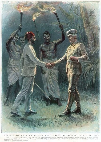 Henry Morton Stanley (1840-1904) Welsh journalist and explorer, meeting Emin Pasha