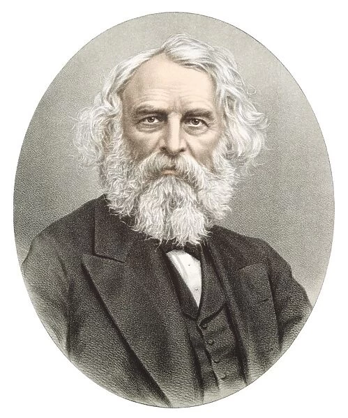 Henry Wadsworth Longfellow (1807-1882) American poet. Tinted portrait published London c1880