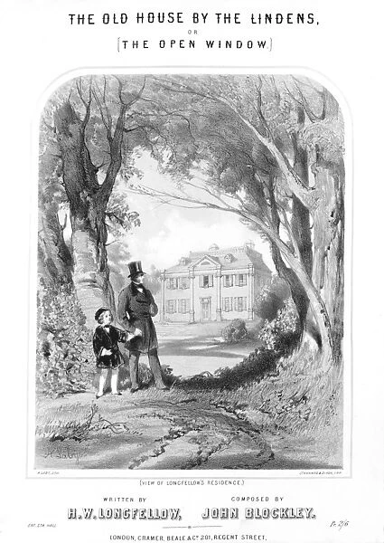 Henry Wadsworth Longfellow (1807-1882) American poet. Longfellows house, Tinted