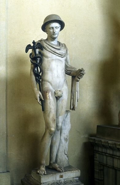 Hermes, Greek god (Mercury in Roman pantheon) messenger of the gods, god of roads and travellers