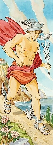 Hermes was messenger to the gods of ancient Greece, often sent on errands for Zeus. Roman mythology associated him with Mercury