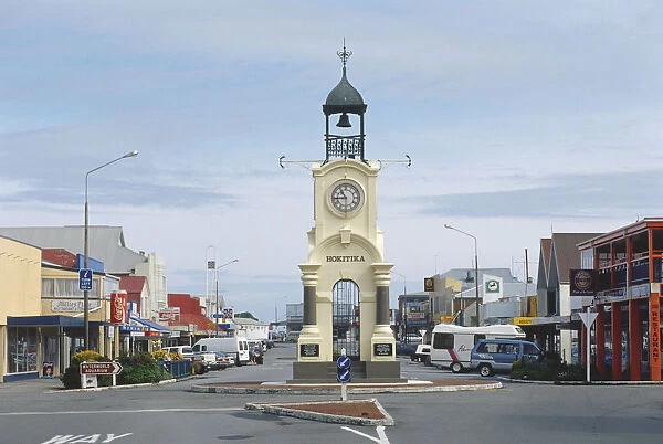 Hokitika clock tower, small town, West Coast, South Island, New Zealand