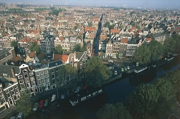 Holland, Amsterdam, Aerial view of Prinsengracht canal