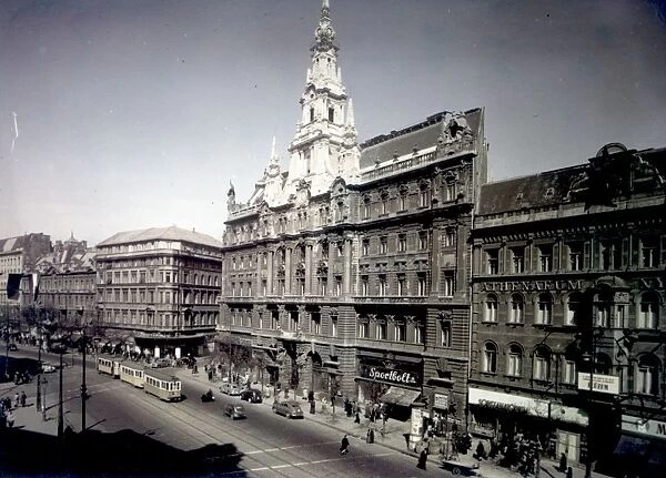 The hungarian publishing house (new york palace) in lenin circle, budapest, hungary in the 1950s