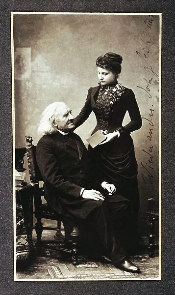 Hungary, Hungarian composer, pianist and conductor, Franz Liszt with his pupil Lina Schmalhausen