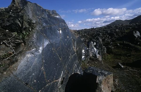 Iceland, Rangarvallasysla, Landmannalaugar, obsidian rocks