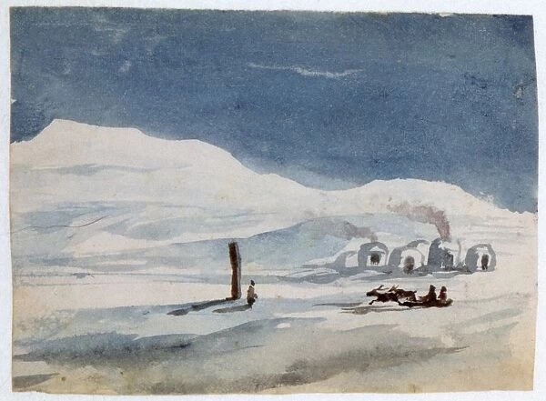 Igloos and Esquimaux. Watercolour. Aurore Amadine Lucie Dupin (1804-1876) French novelist