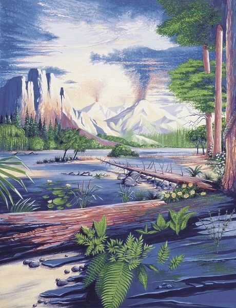 Illustration of Mesozoic landscape