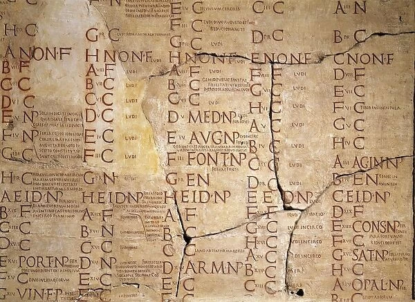 Inscription from Fasti Amiternini, document listing fasti days and non-fasti days in Ancient Amiternum, detail from festivals calendar