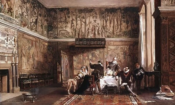 Interior of Haddon Hall by John Laslett Pott (1837-1901) British history painter