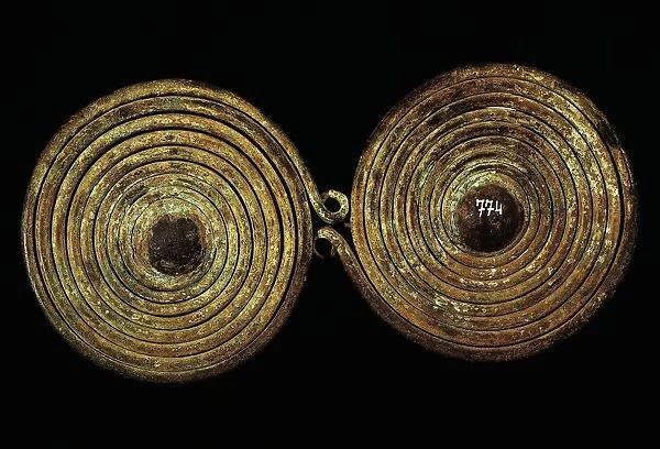 Iron Age, Bronze double spiral fibula, From Campania Region, Italy