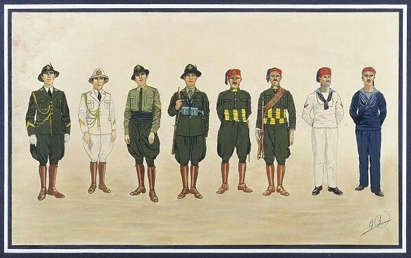 Italian Financiers and regular army soldiers in full uniforms, 1925