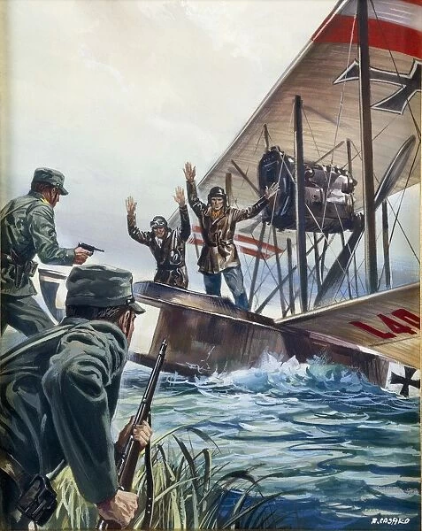 Italian Military Finance Police stopping Austrian seaplane, 20th Century